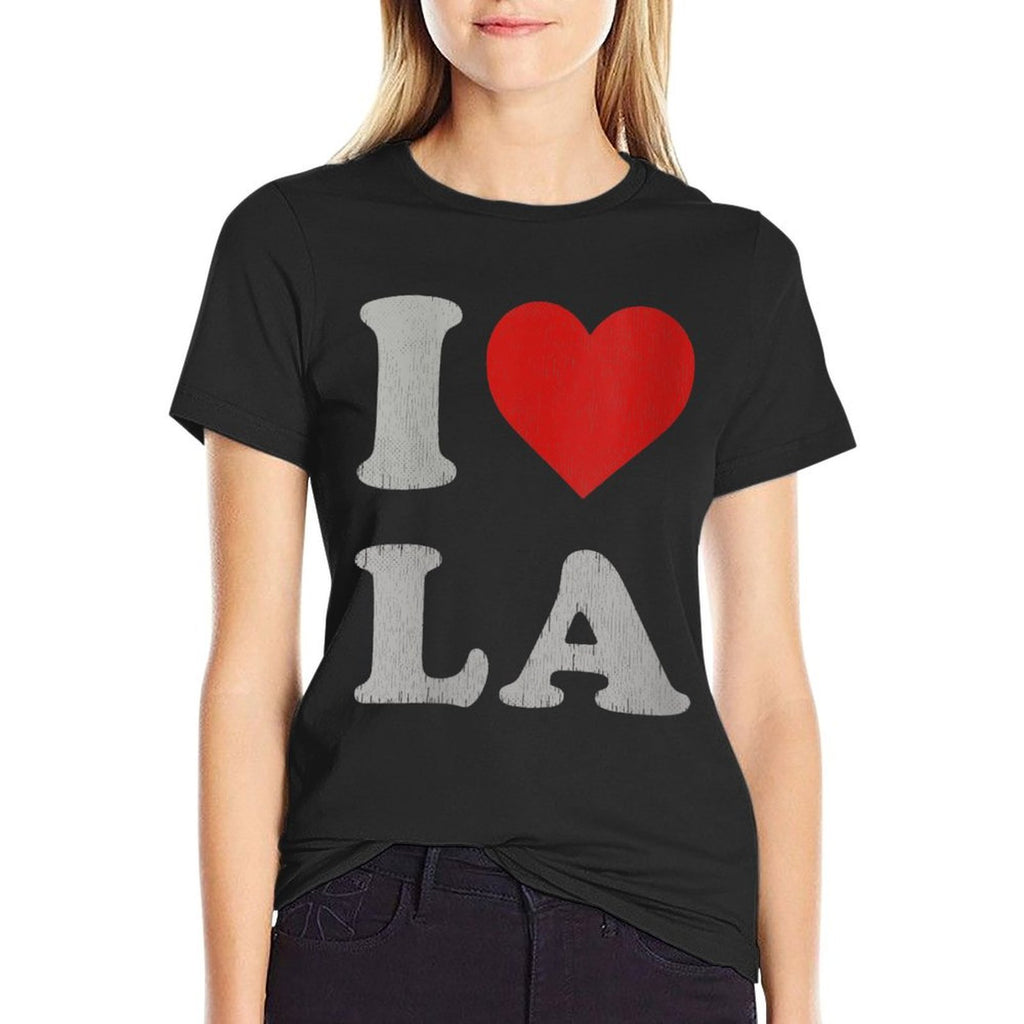 Womens I Heart LA Souvenir Men Distressed I Love Los Angeles  Easy-care T-Shirt