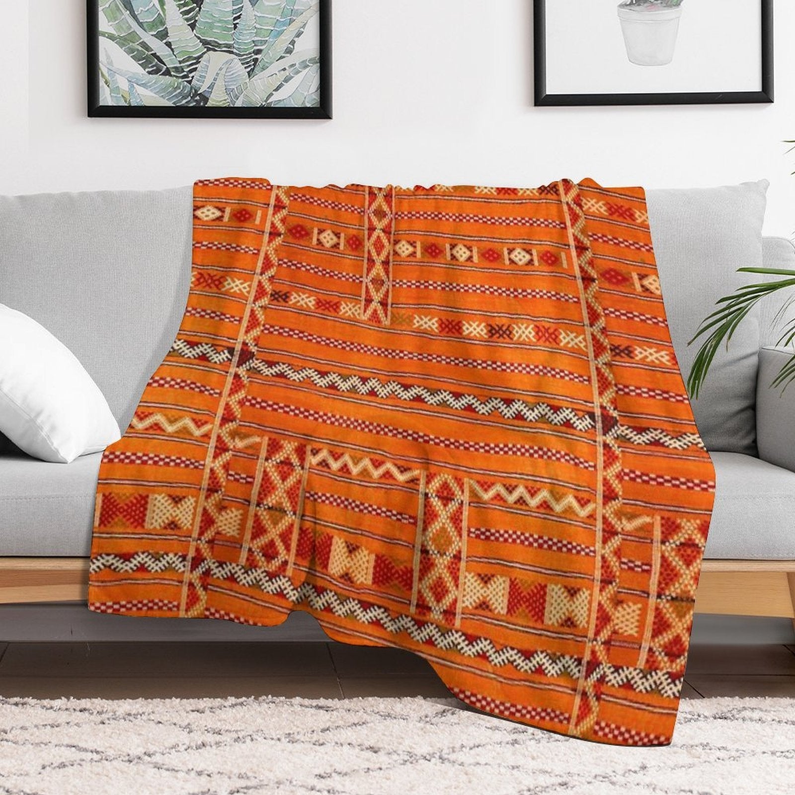Vintage Moroccan Pattern - Sunset Colors Anti-pilling Throw Blanket