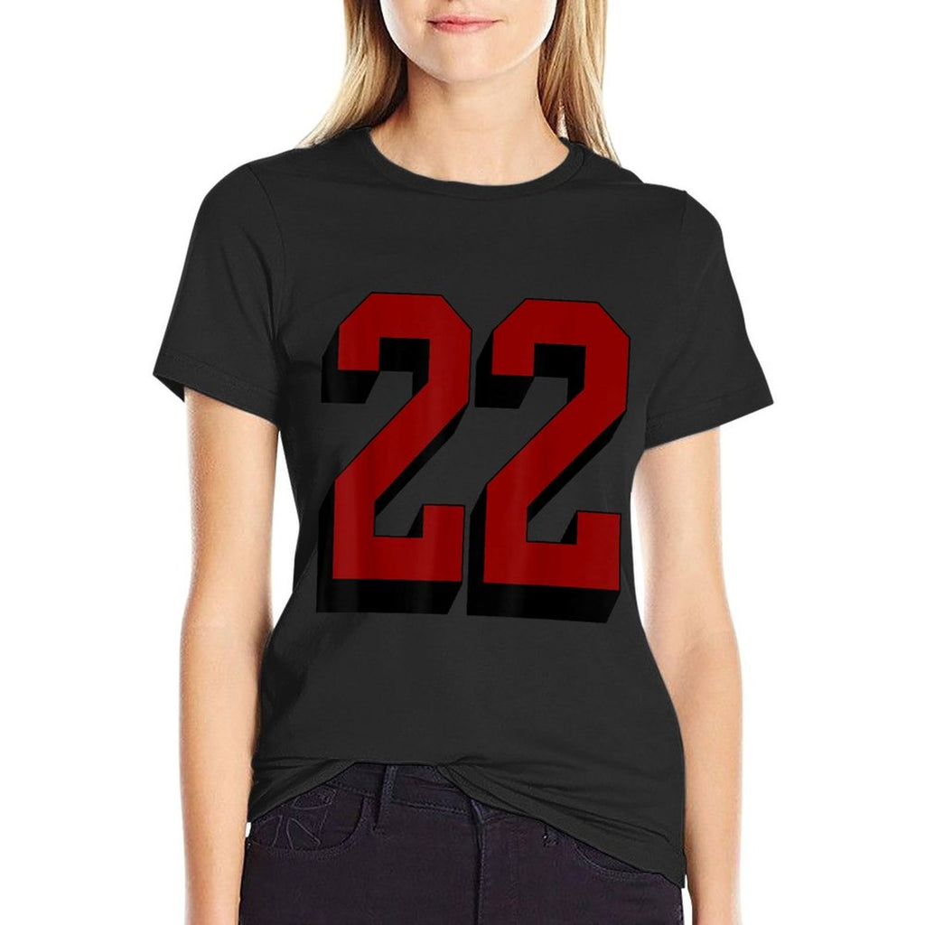 #22 Number 22 Varsity Fan Sports Team White Jersey  Soft T-Shirt