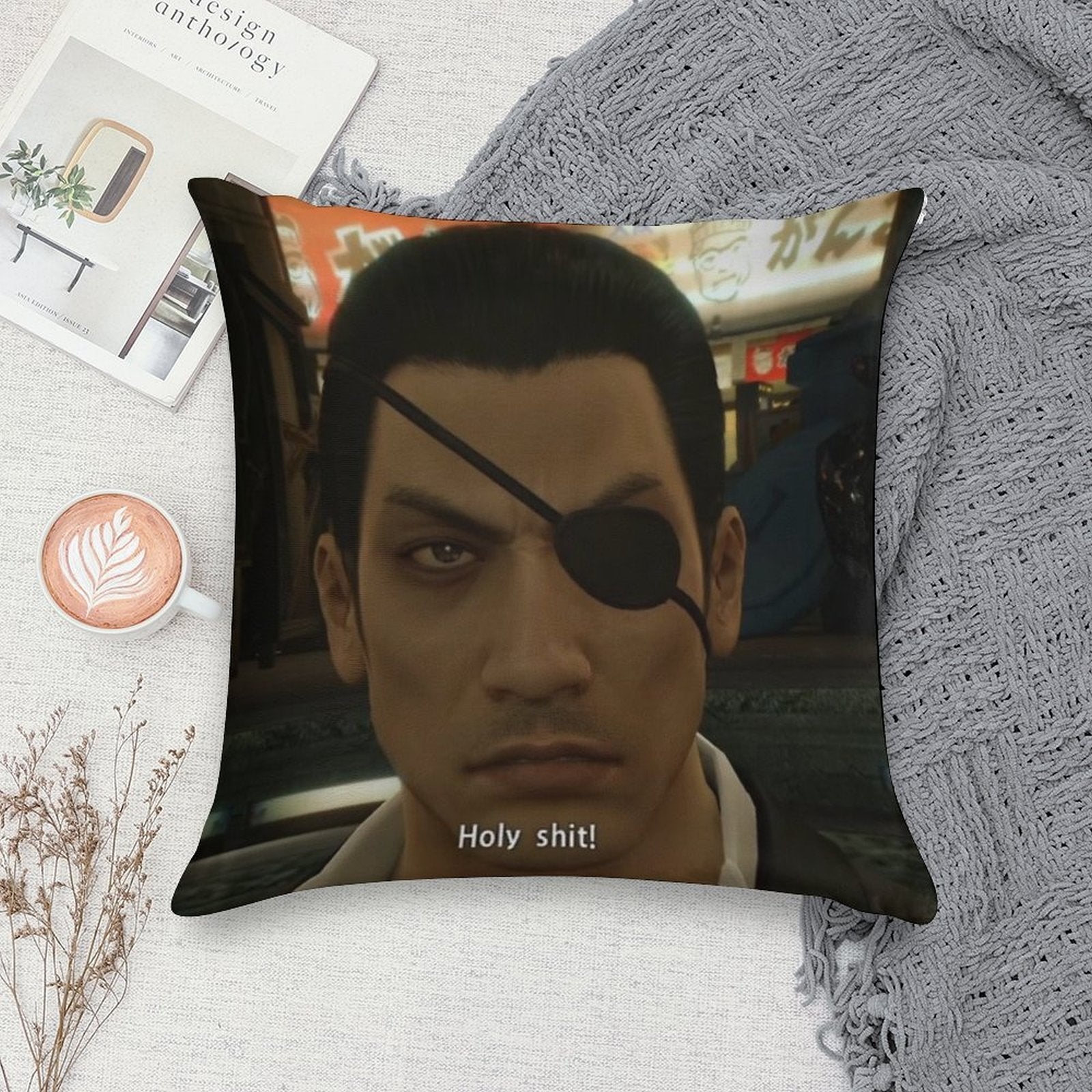 Yakuza Majima Holy Sht Soft Bedroom Essential Throw Pillow