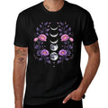 Celestial Moon Phase BOHO Wildflowers Zodiac Witchcore  Heathered Texture T-Shirt