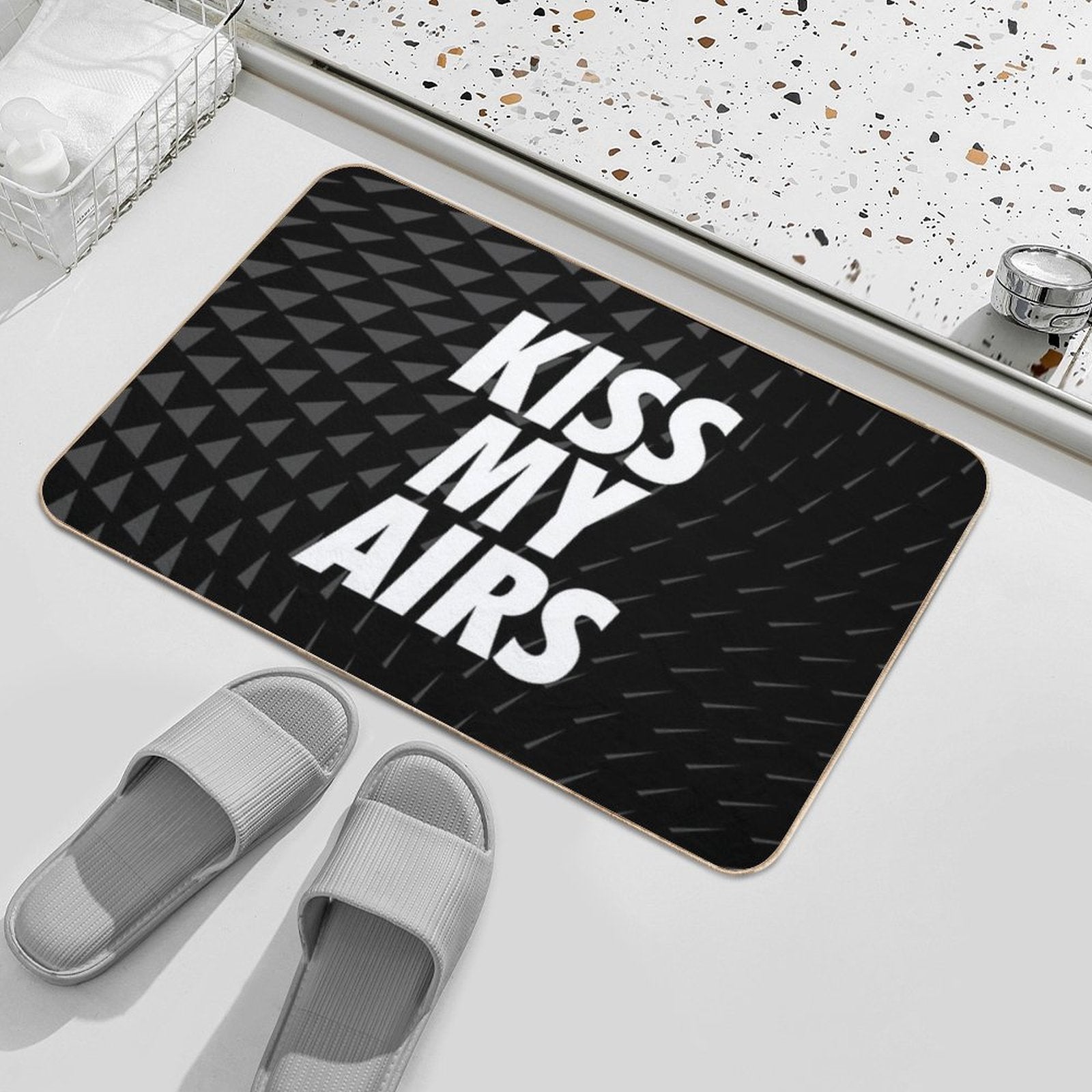 Kiss My Airs Sneaker Head Hype Black & White  Odorless Bath Mat