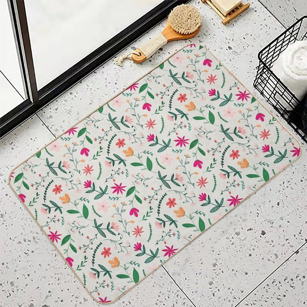 Floral Seamless Pattern  Pet-Safe Bath Mat