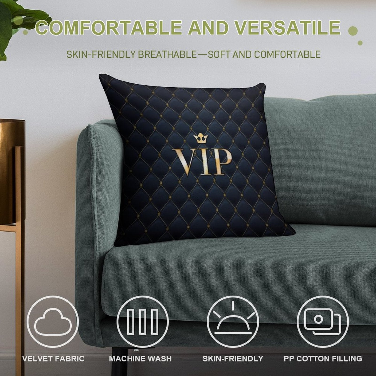 VIP Abstract Quilted Background Soft Gift Ready Throw Pillow