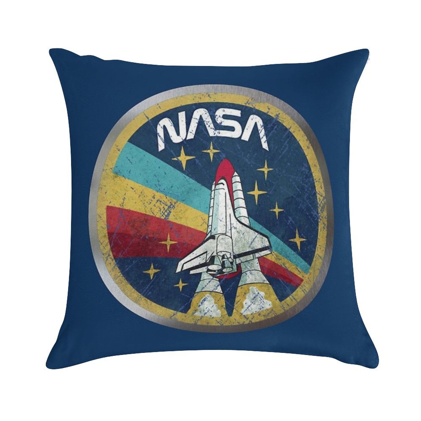 NASA Retro Vintage Logo with Metal Border Soft Anti-Pilling Throw Pillow