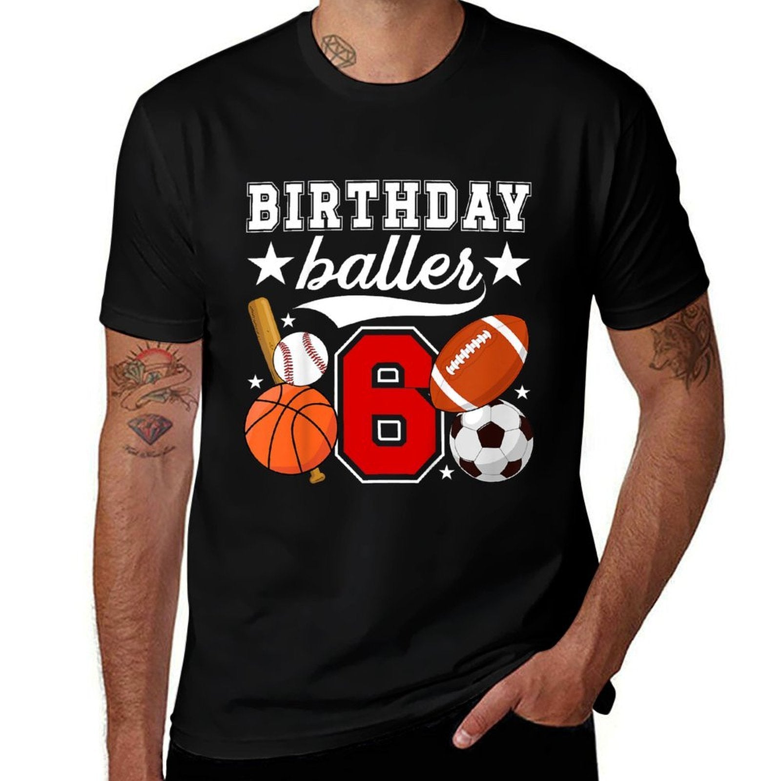 Kids 6th Birthday Sports Birthday Party Six Year Old Boy  Moisture-wicking T-Shirt