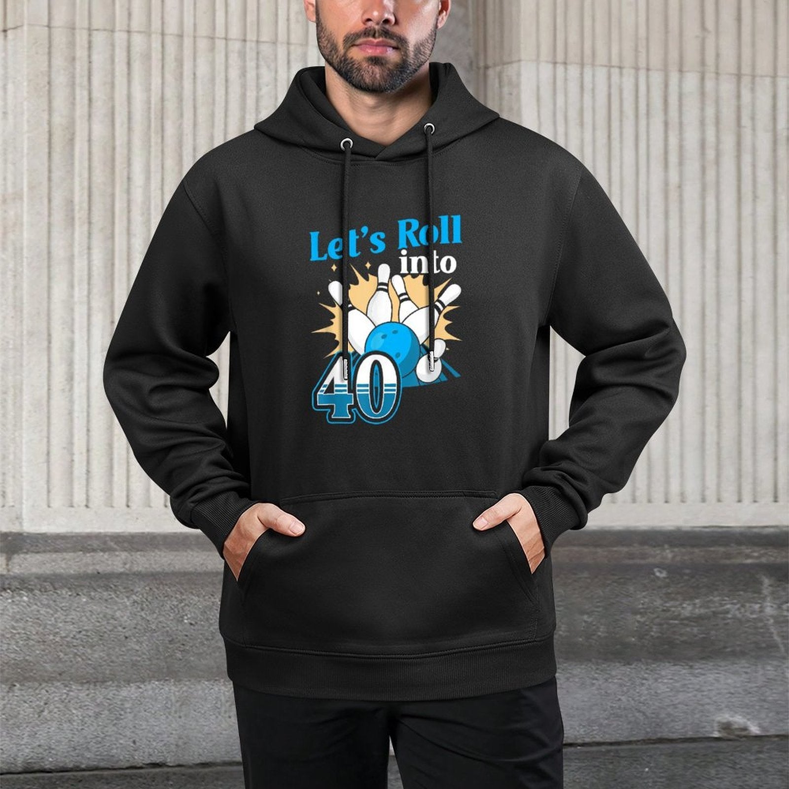 Rolling Into 40 Bowling 40th Birthday Shape Retention Hoodie