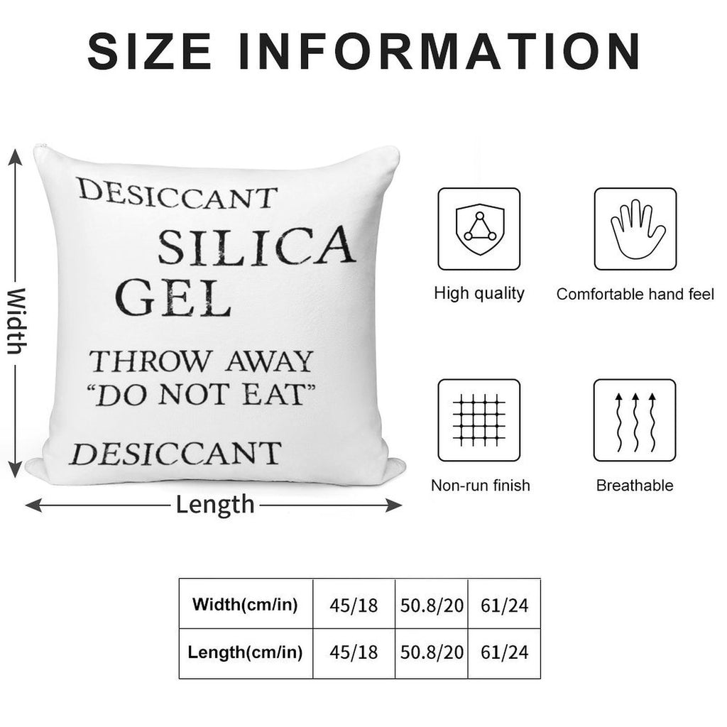 Silica Gel Desiccant Do No Eat (correct) Soft High-Density Material Throw Pillow