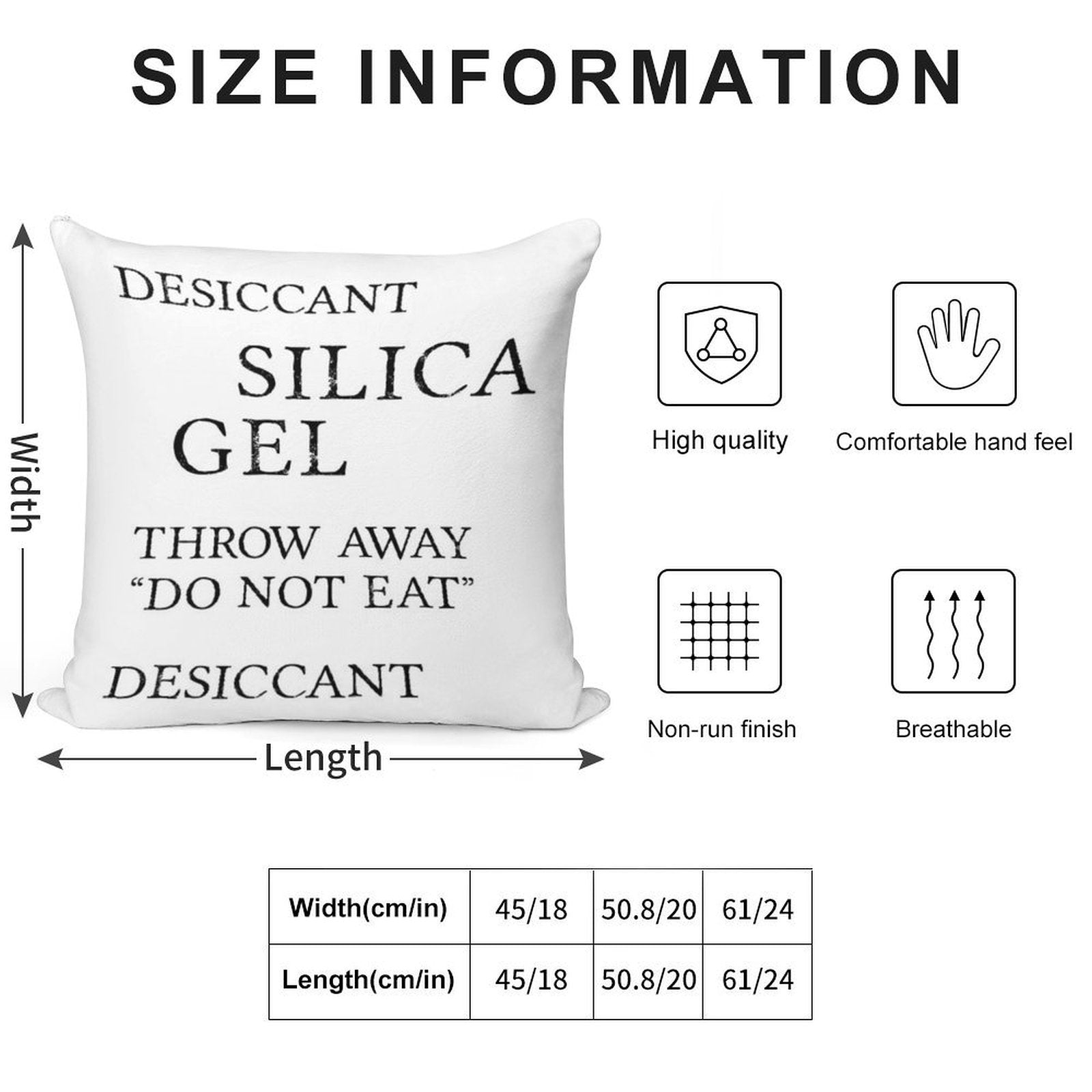 Silica Gel Desiccant Do No Eat (correct) Soft High-Density Material Throw Pillow
