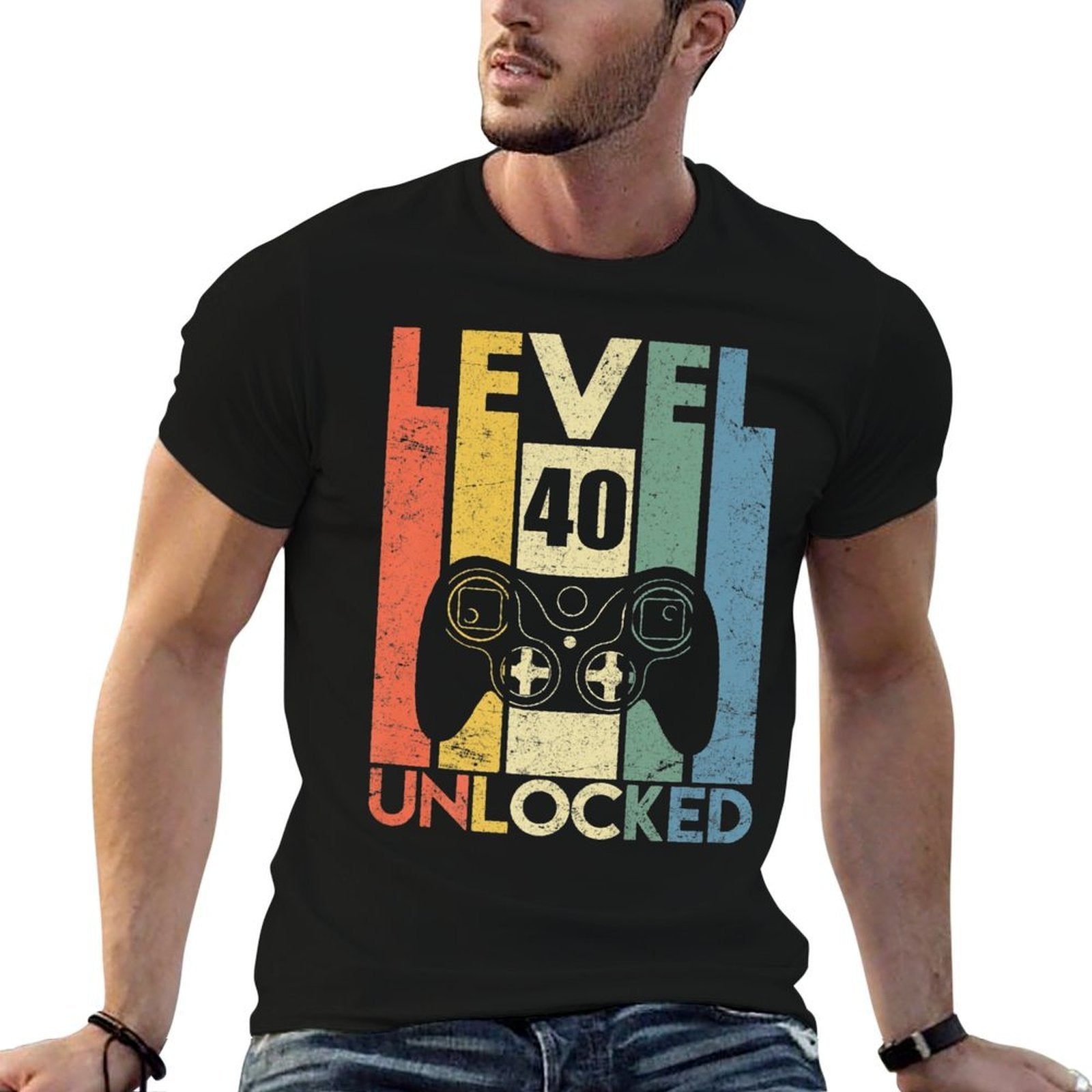 Level 40 Unlocked Video Gamer 40th Birthday Gifts Premium  Graphic-printed T-Shirt
