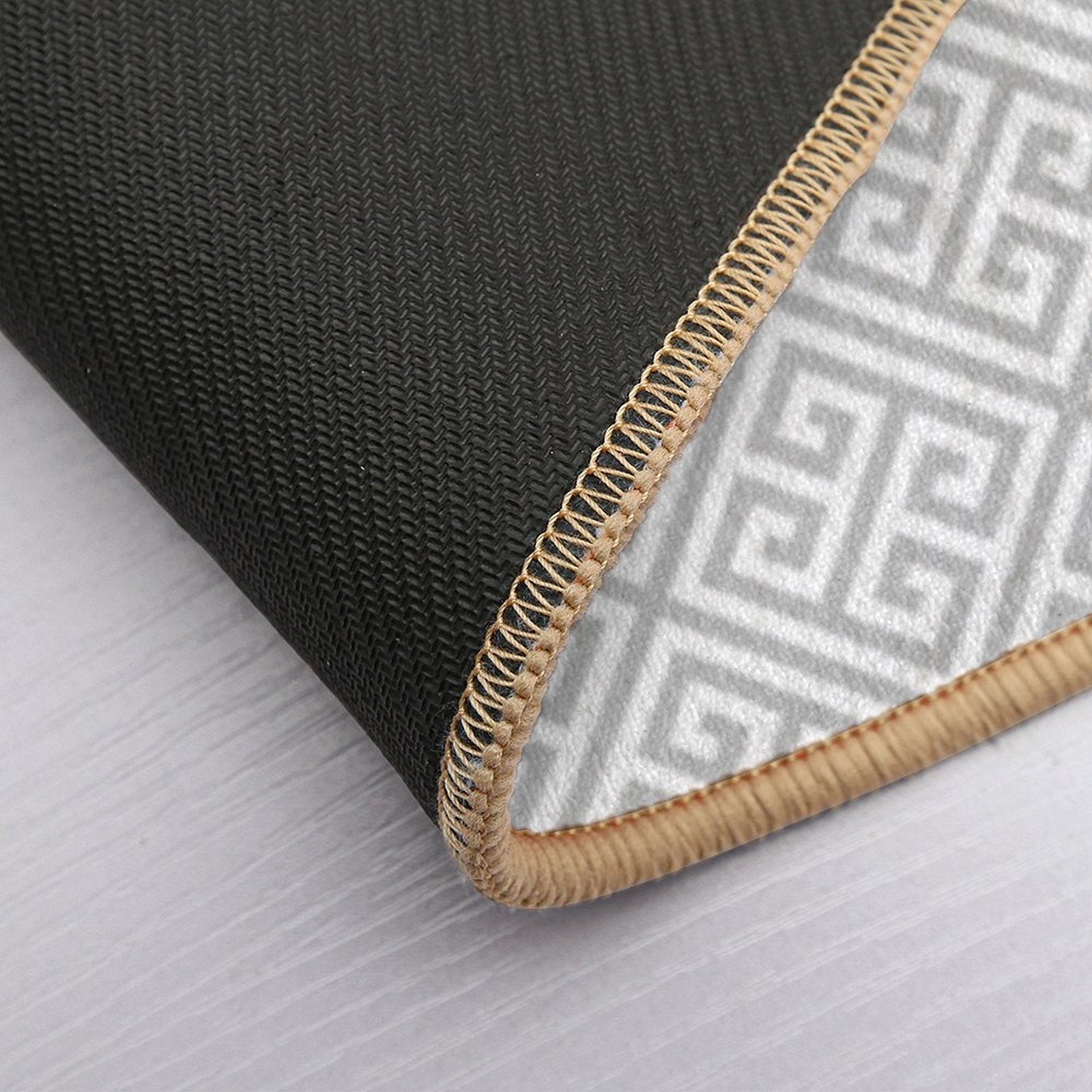 Greek Key Silver Gray And White Diagonal Pattern  Dirt-Trapping Bath Mat