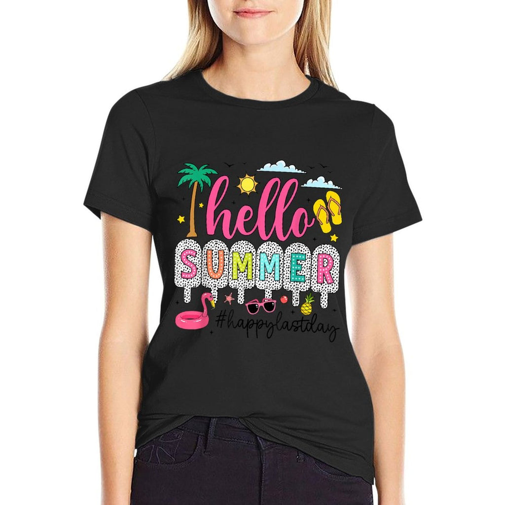 Happy Last Day of School Teacher Kids Hello Summer  Relaxed-fit T-Shirt