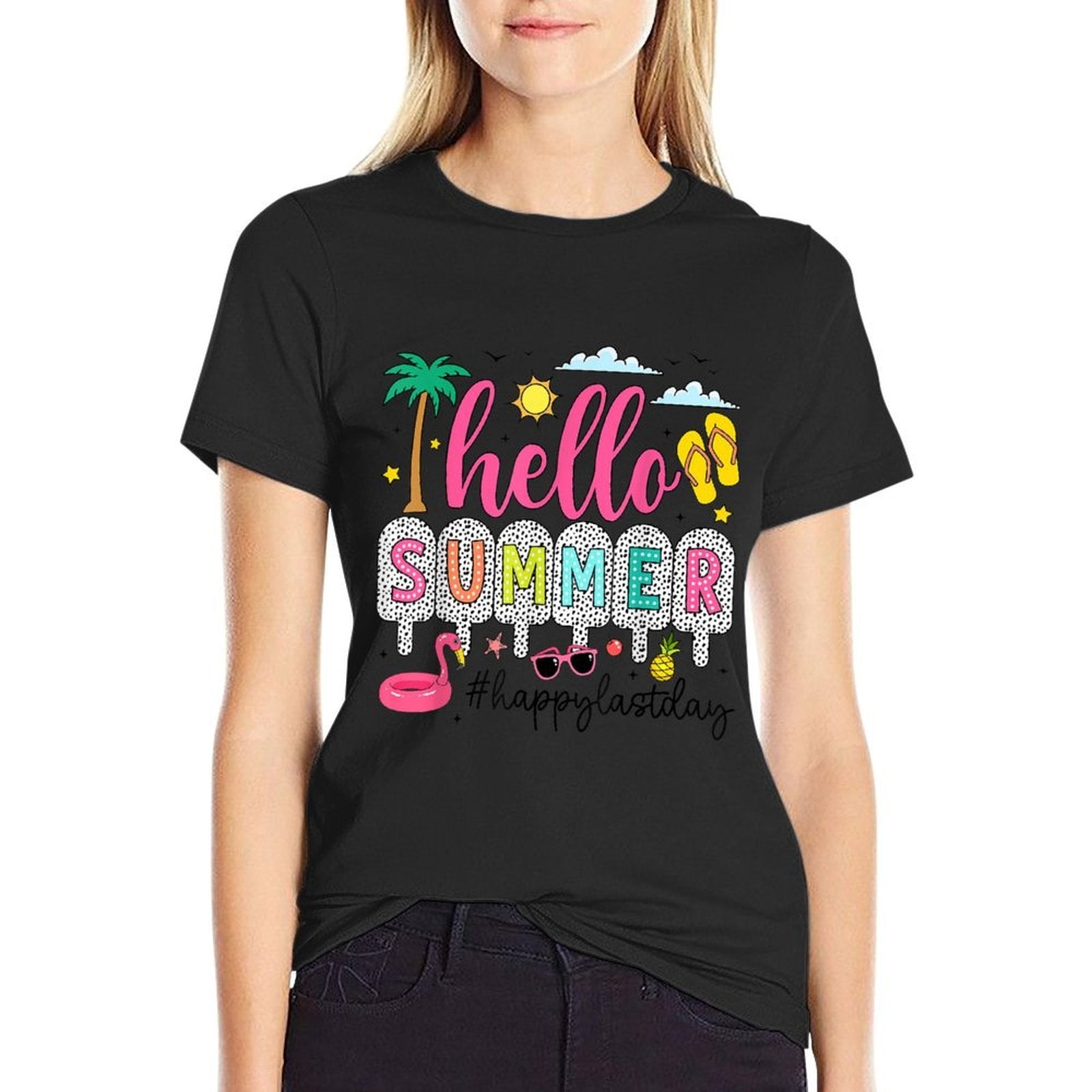 Happy Last Day of School Teacher Kids Hello Summer  Relaxed-fit T-Shirt
