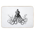 Octopus in Diving Helmet  Deep Sea Divers Helmet  Vintage Octopus  Tentacles  Anthropomorphic  Black And White Durable Bath Mat