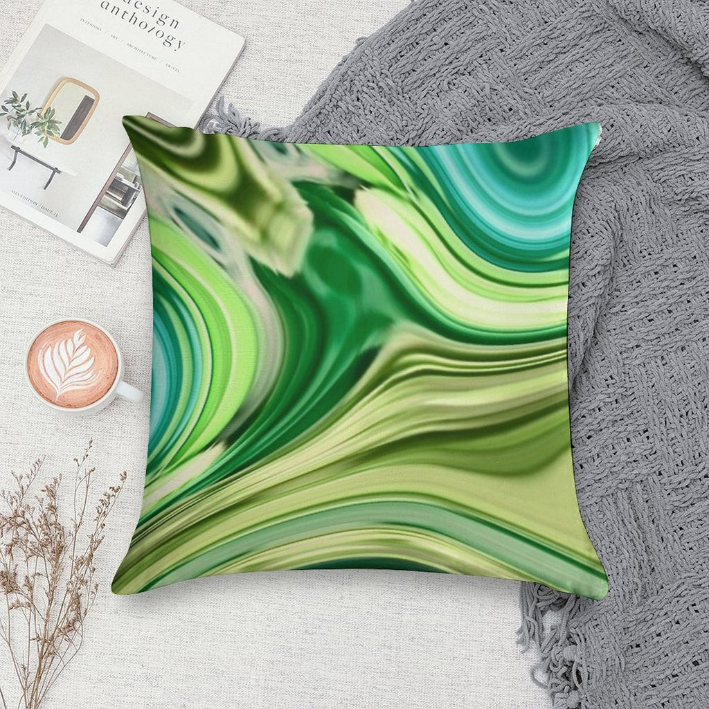 1980s Modern Abstract Turquoise Lime Green Marble Swirls Soft Durable Construction Throw Pillow