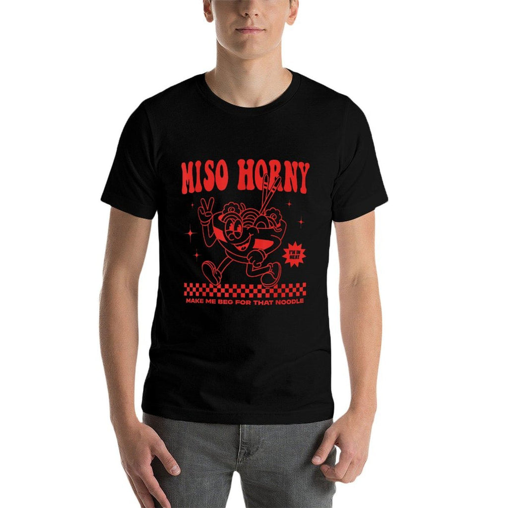Miso Horny Ramen Graphic Funny Japanese Noodle  Summer-ready Fabric T-Shirt