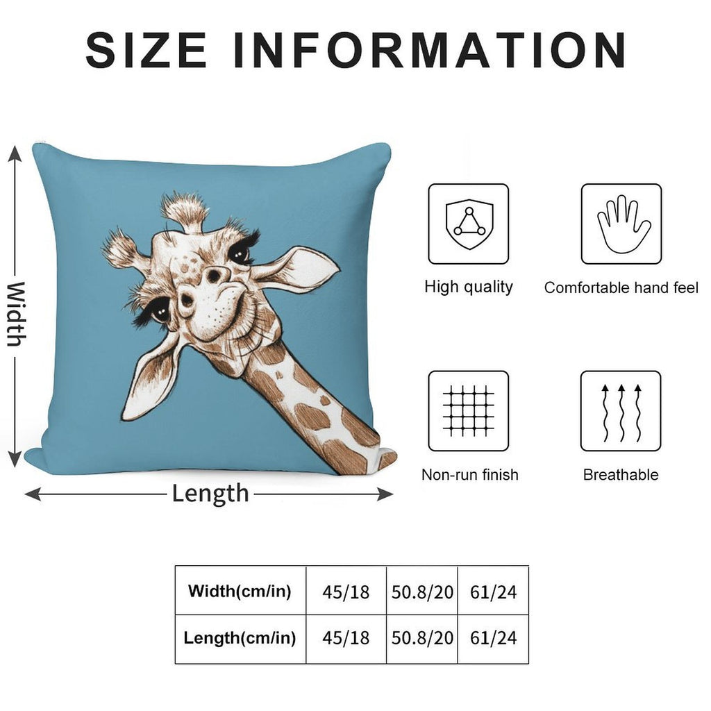 Sketch Giraffe Art Soft Decorative Cover Throw Pillow
