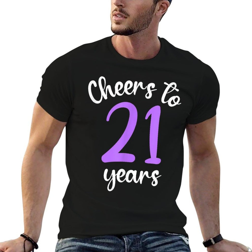 21st Birthday Cheers To 21 Years Purple 21st Birthday  Vintage-inspired T-Shirt