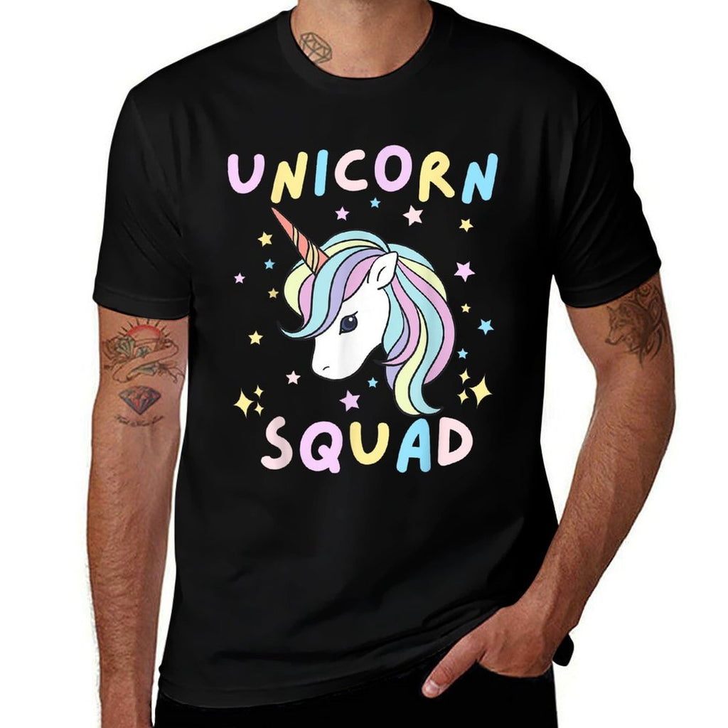 Unicorn Squad Cute Rainbow Lover Family Birthday Girls Party  Rolled Sleeves T-Shirt