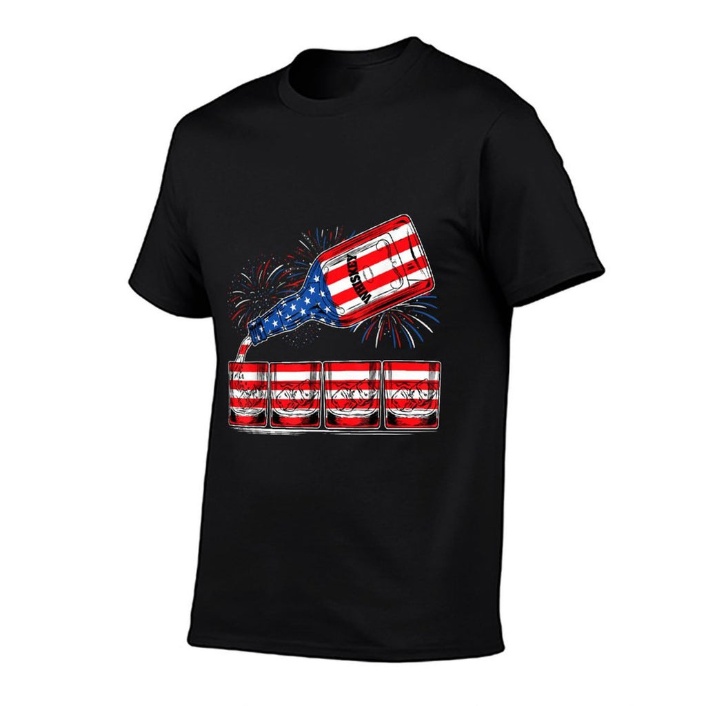 Glasses Of Whiskey American 4th Of July Independence Da  Heathered Texture T-Shirt