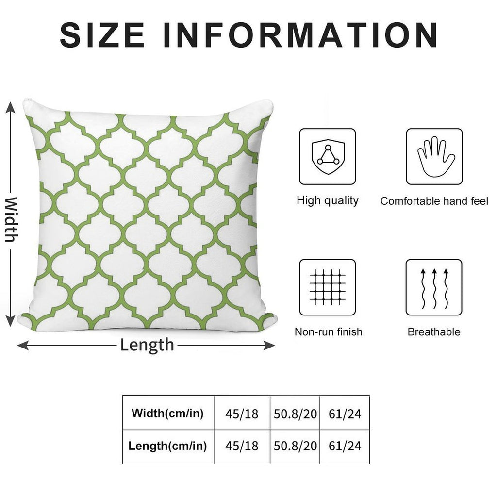 PANTONE COLOUR OF THE YEAR 2017 GREENERY DOMES QUATREFOIL GEOMETRIC PATTERN BY OZCUSHIONSTOO Soft Gift Ready Throw Pillow