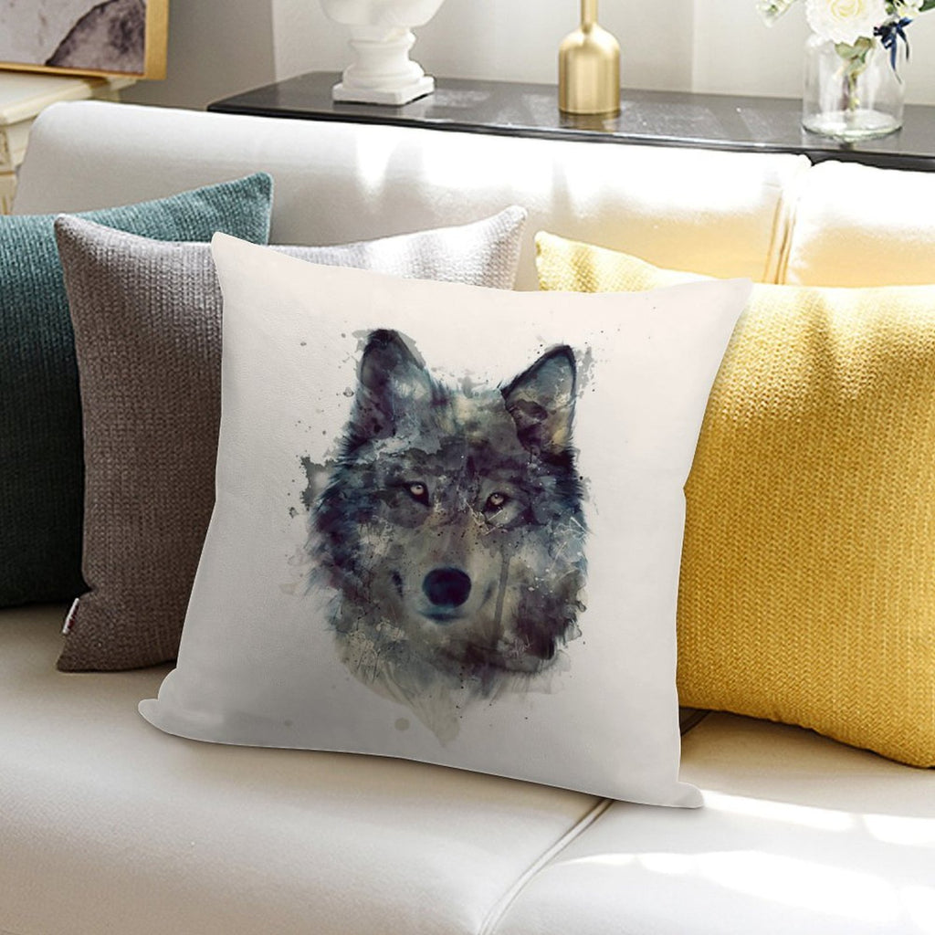 Wolf  Persevere Soft Short Plush Fabric Throw Pillow