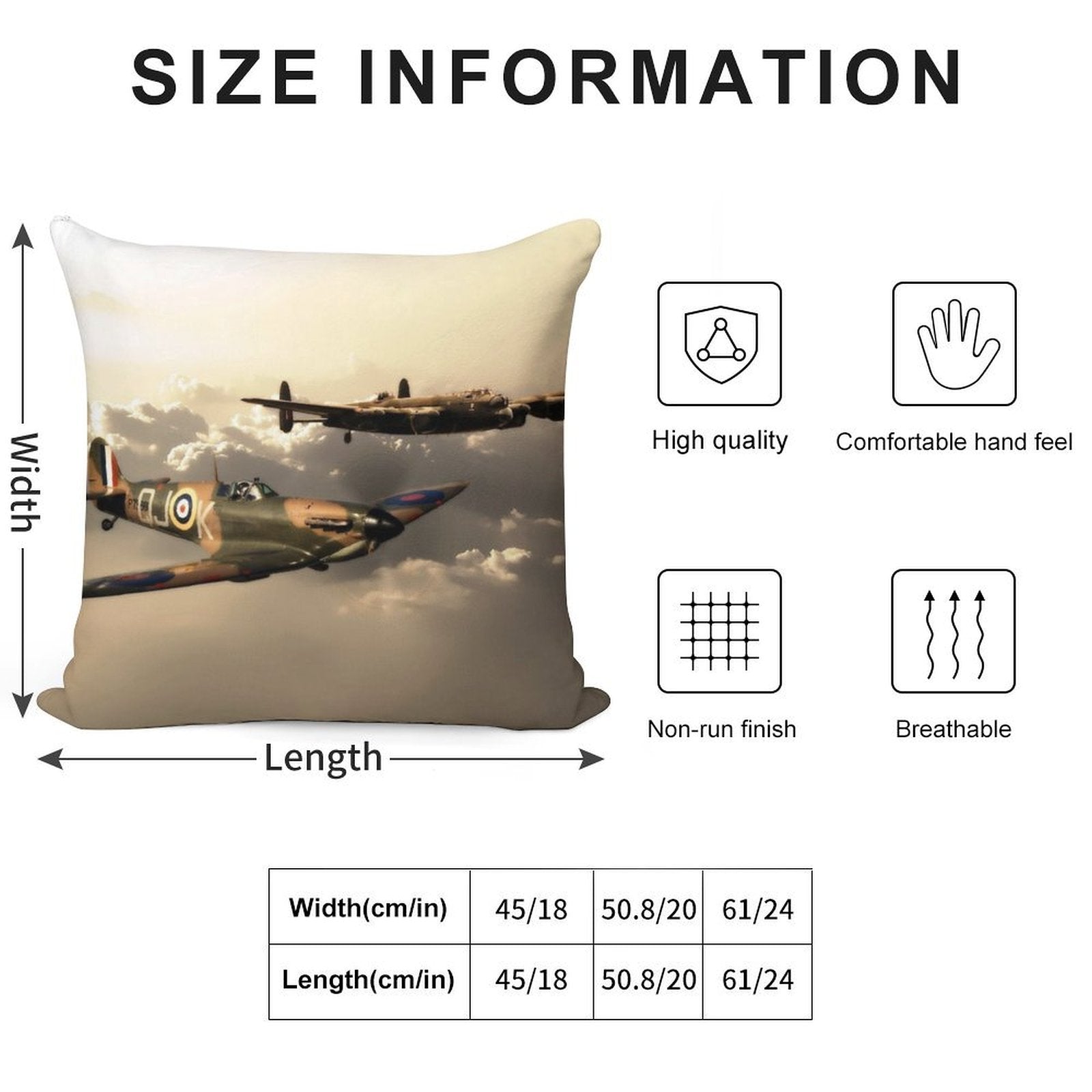 BBMF Spitfire And Lancaster Soft Skin-Friendly Throw Pillow