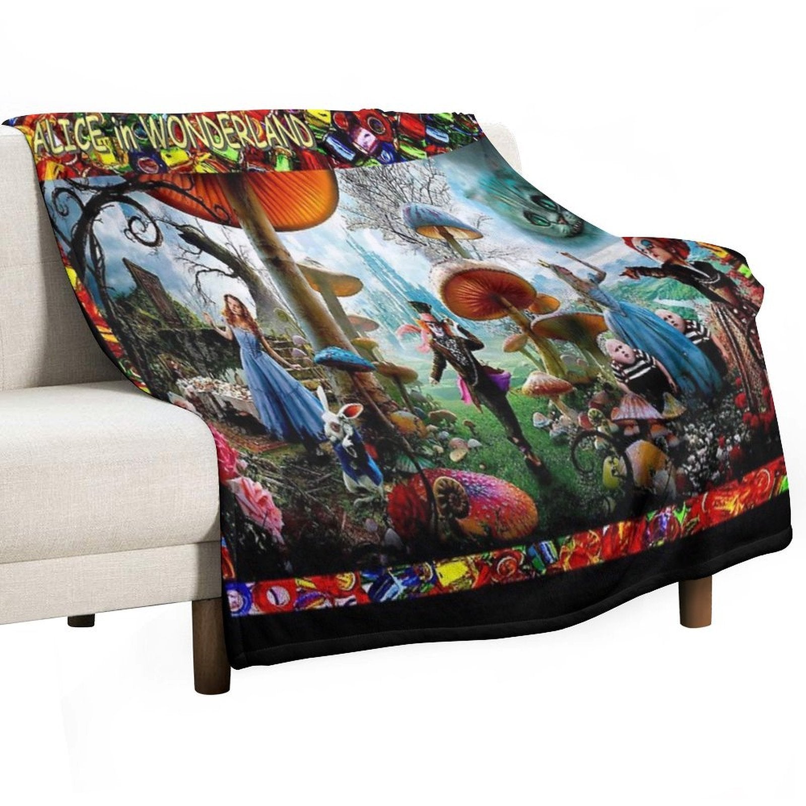 ALICE IN WONDERLAND  Modern Advertising Print Gift-ready Throw Blanket