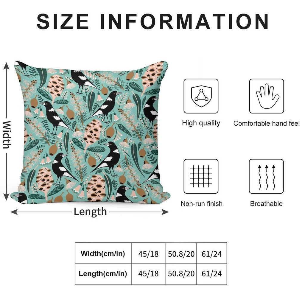 Australian Bush Magpies Soft Anti-Pilling Throw Pillow