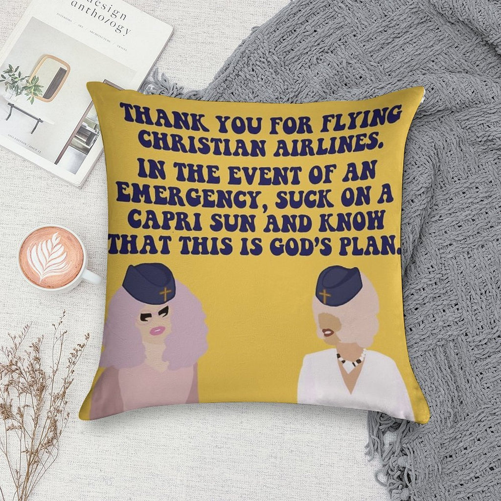 Trixie And Katya Christian Airlines Soft Luxury Feel Throw Pillow