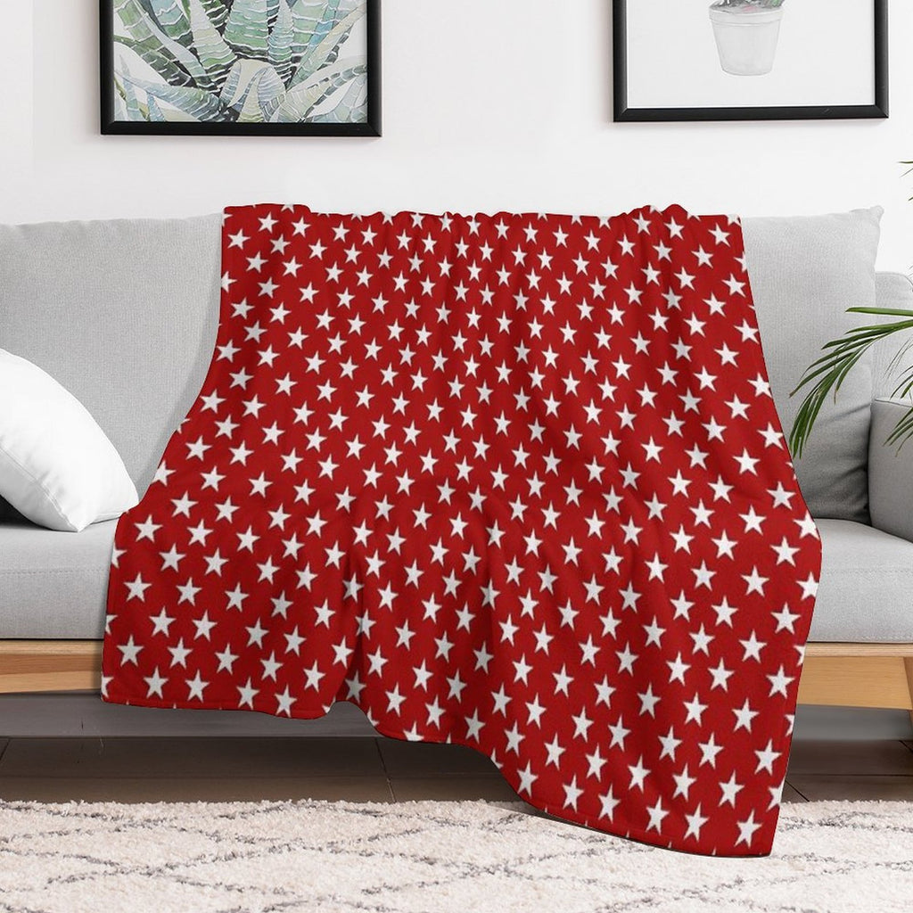 Red with Stars Plush Throw Blanket
