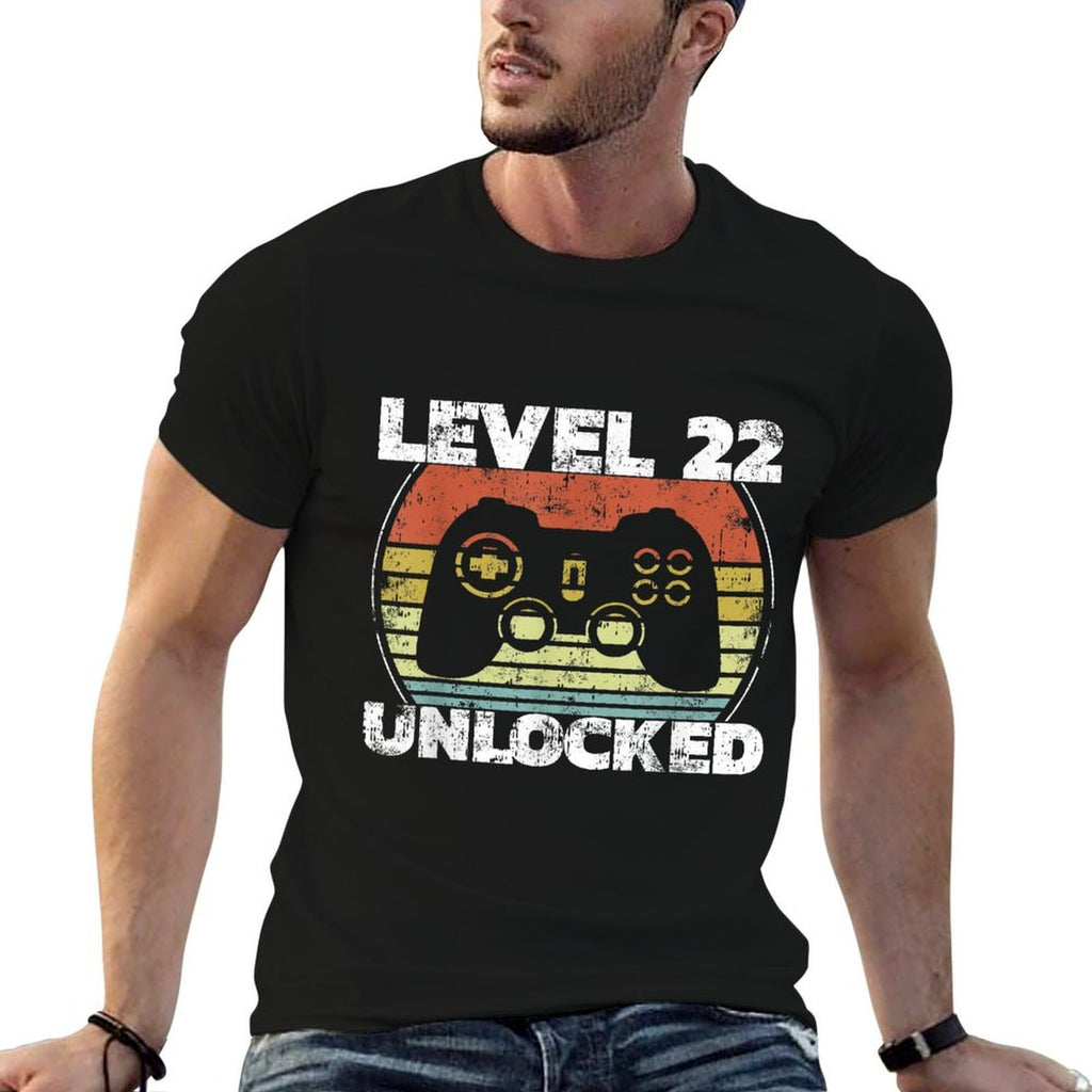 Level 22 Unlocked Funny Video Gamer 22nd Birthday  High-quality Stitching T-Shirt