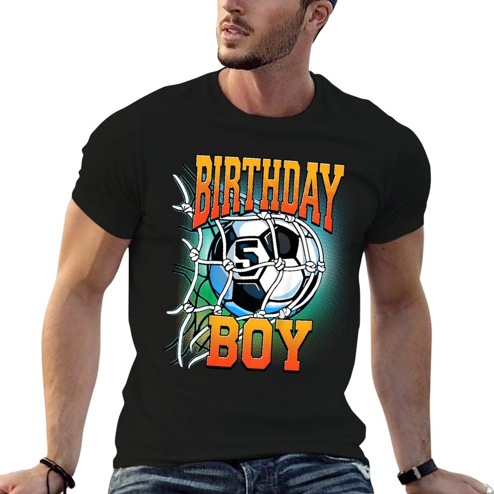 Kids 5th Birthday  Soccer For Boy  5 Years Old  Trendy Pattern T-Shirt