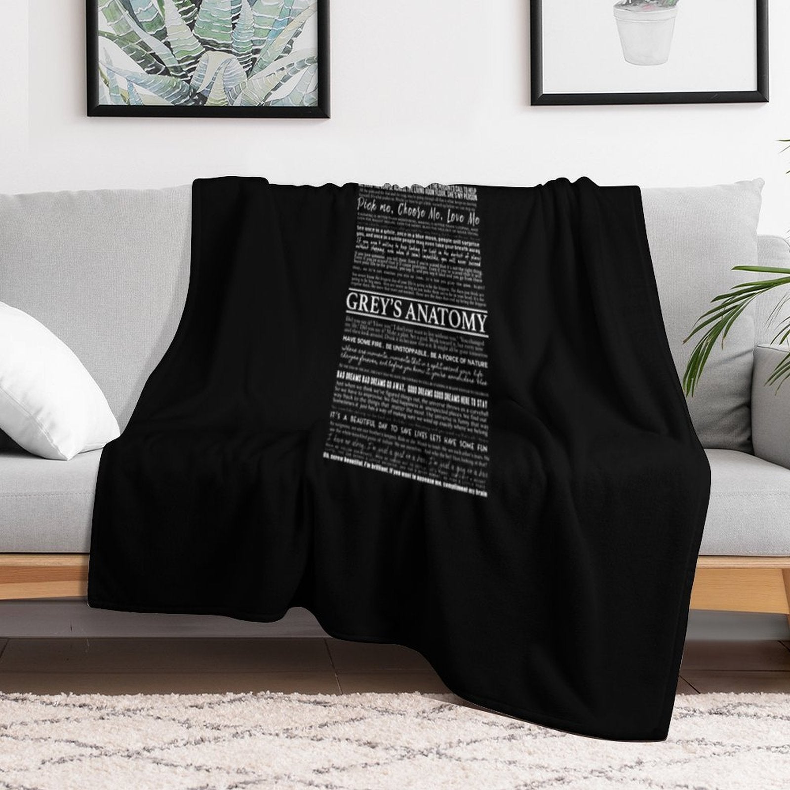 Typography Black Eco-conscious Throw Blanket