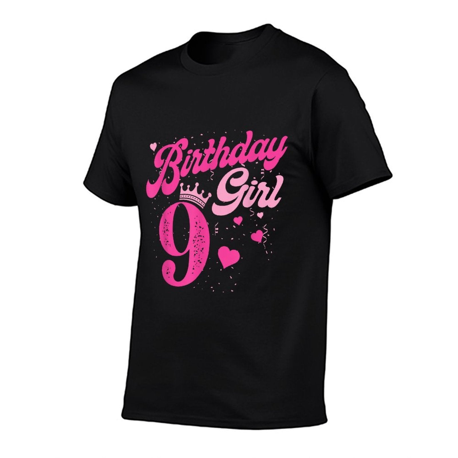 9th Birthday Girl Crown 9 Years Old Bday  Trendy Pattern T-Shirt