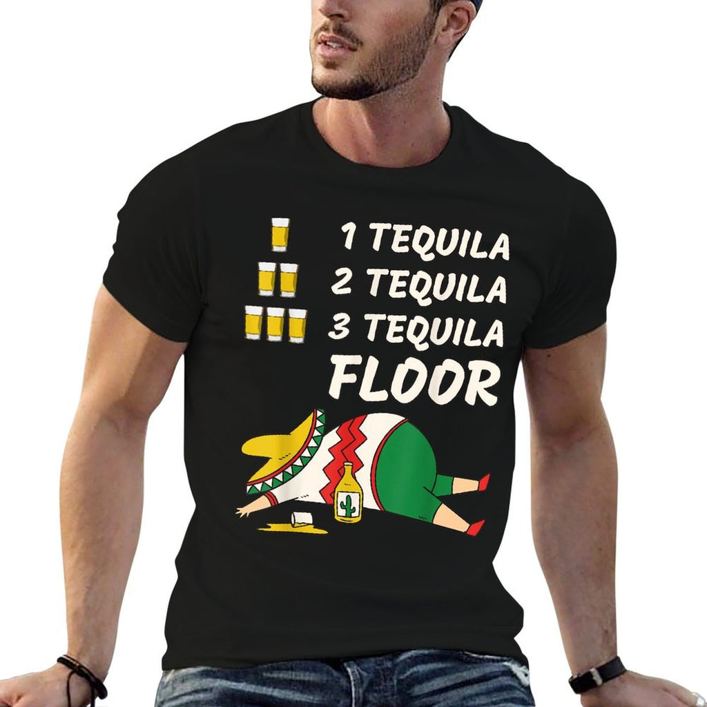 1 Tequila 2 Tequila 3 Tequila Floor - Funny Party Drinking  Heathered Texture T-Shirt