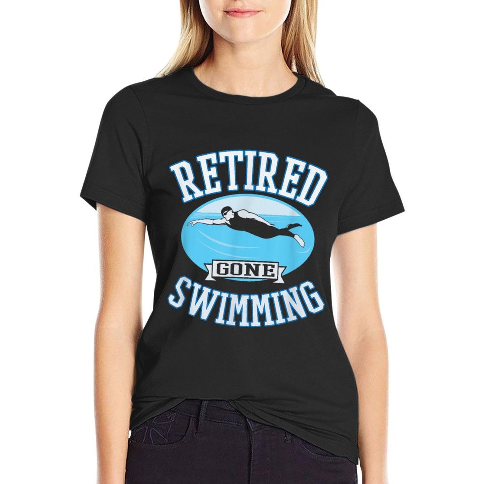 Retired Gone Swimming Retirement Gift For Swimmers  Summer-ready Fabric T-Shirt