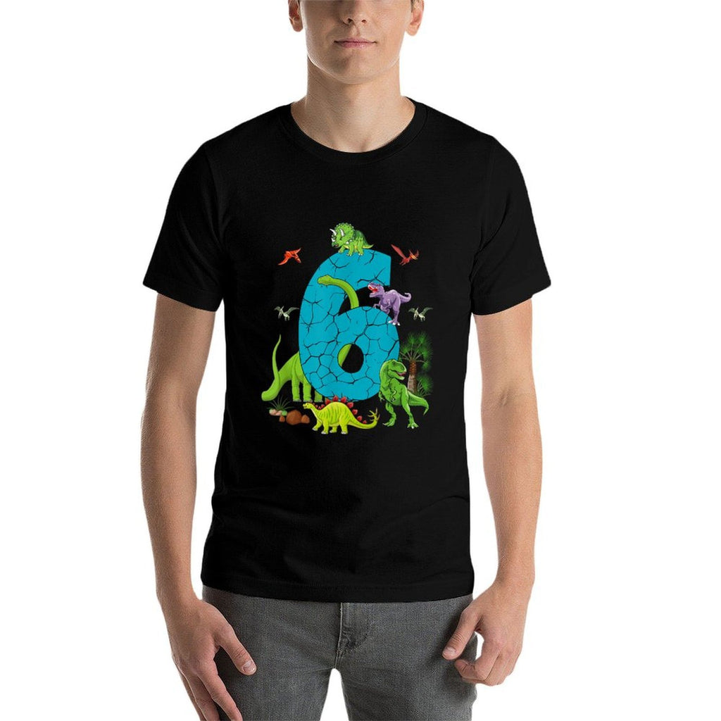 6 Year Old Dinosaur Birthday 6th T Rex Dino Six Saurus  Oversized Silhouette T-Shirt