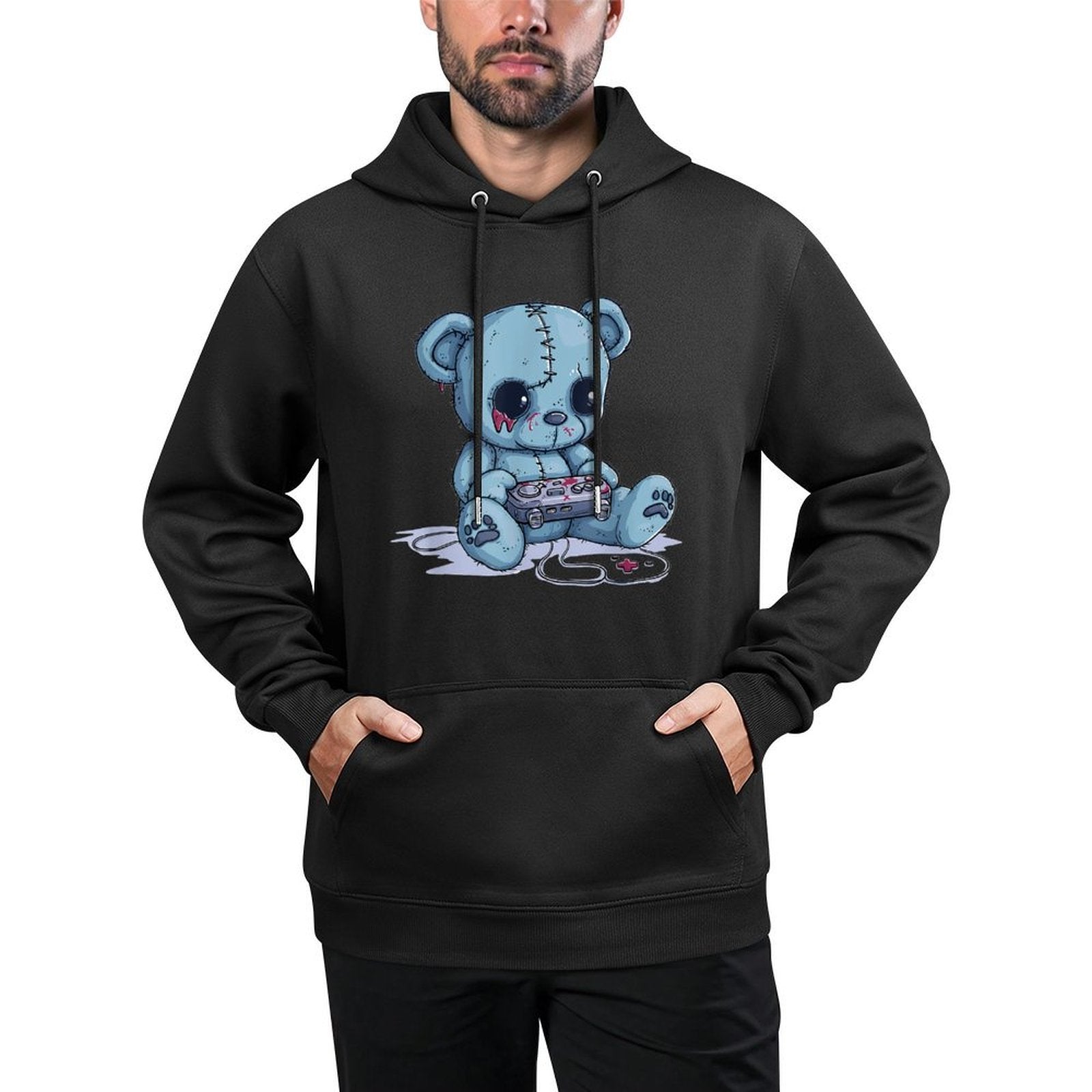 Goth Pastel Cute Creepy Kawaii Gamer Teddy Bear Gaming Pilling-Resistant Hoodie