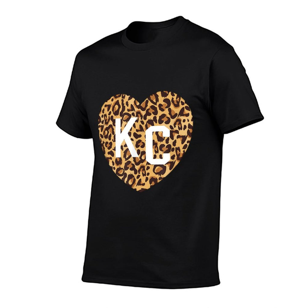 Heart KC Cheetah Leopard Pattern Brown Yellow Spots Heart Kc  Cotton T-Shirt