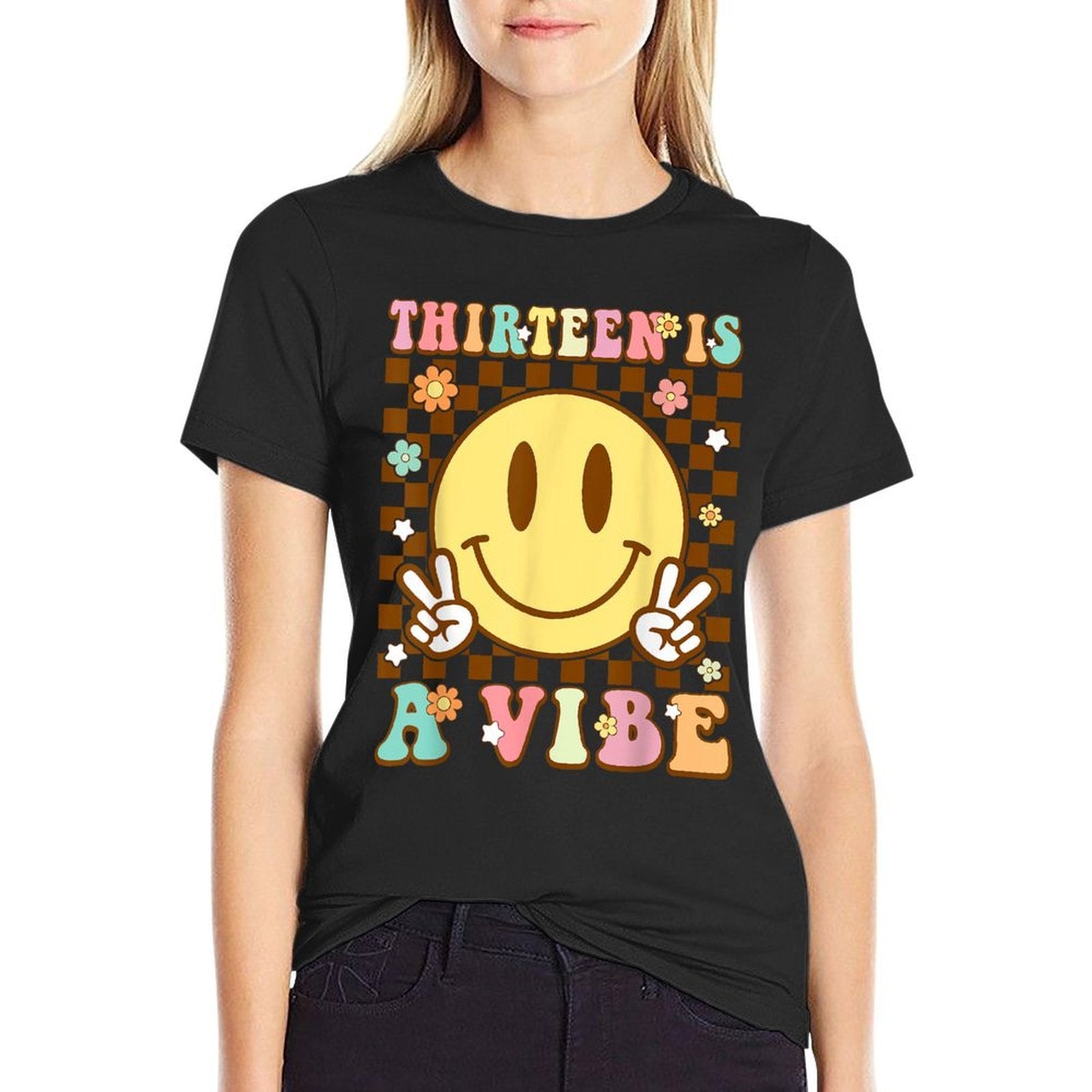Thirteen Is A Vibe 13th Birthday Groovy 13 Year Old Boy Girl  Vintage-inspired T-Shirt