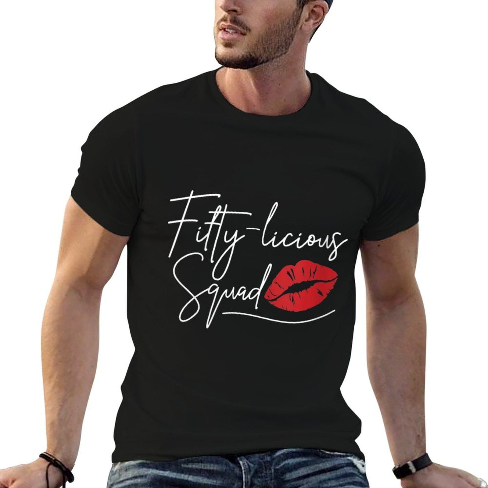 Womens 50th Birthday, Fifty-licious  Oversized Silhouette T-Shirt