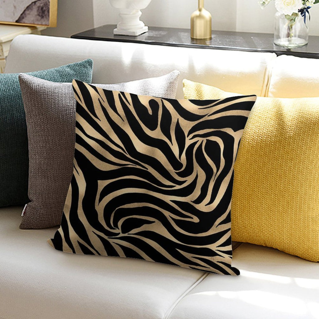 Elegant Metallic Gold Zebra Black Animal Print Soft Gift Ready Throw Pillow