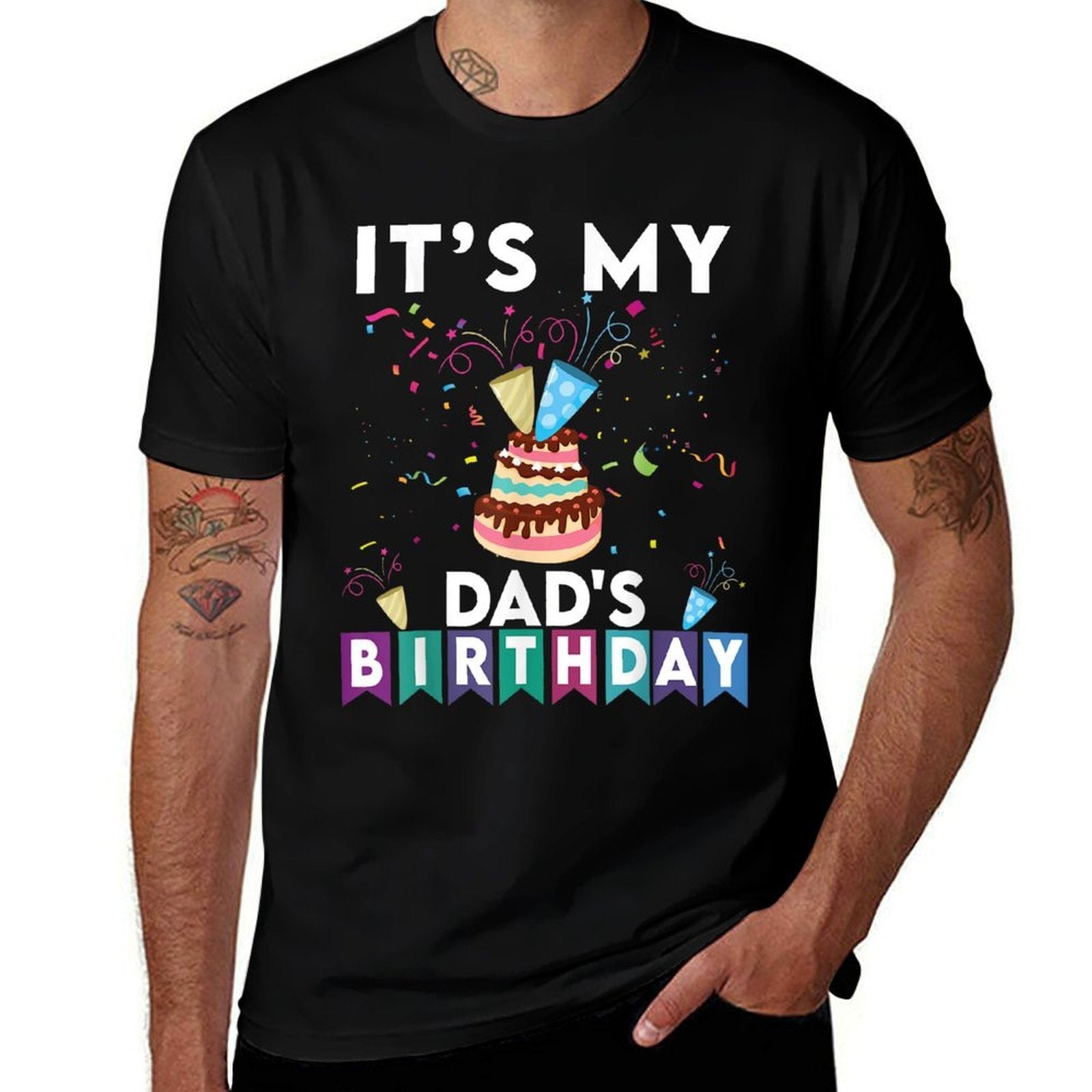 It's My Dad's Birthday Family Matching Confetti Cake  Slim-fit Cut T-Shirt