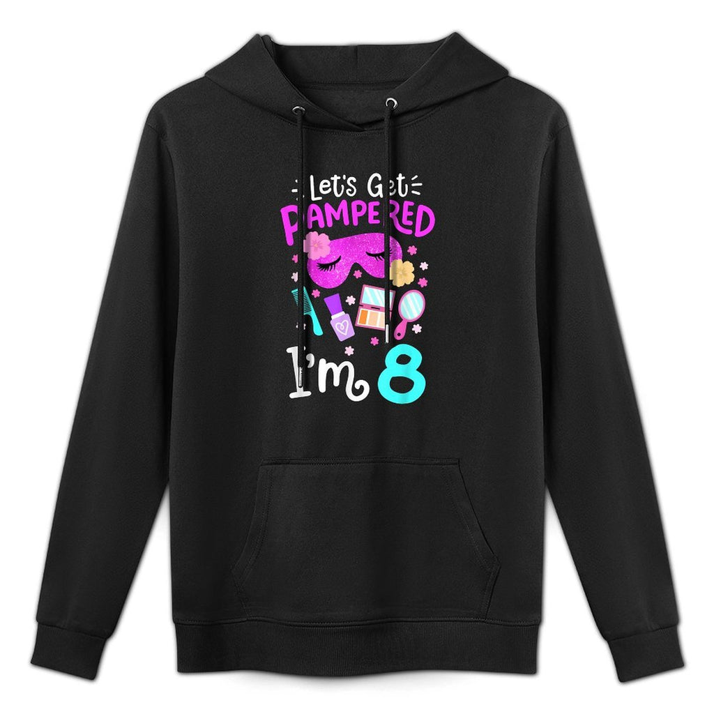 Spa Birthday Party Let's Get Pampered I'm 8 Girls 8th Bday Kangaroo Pocket Hoodie