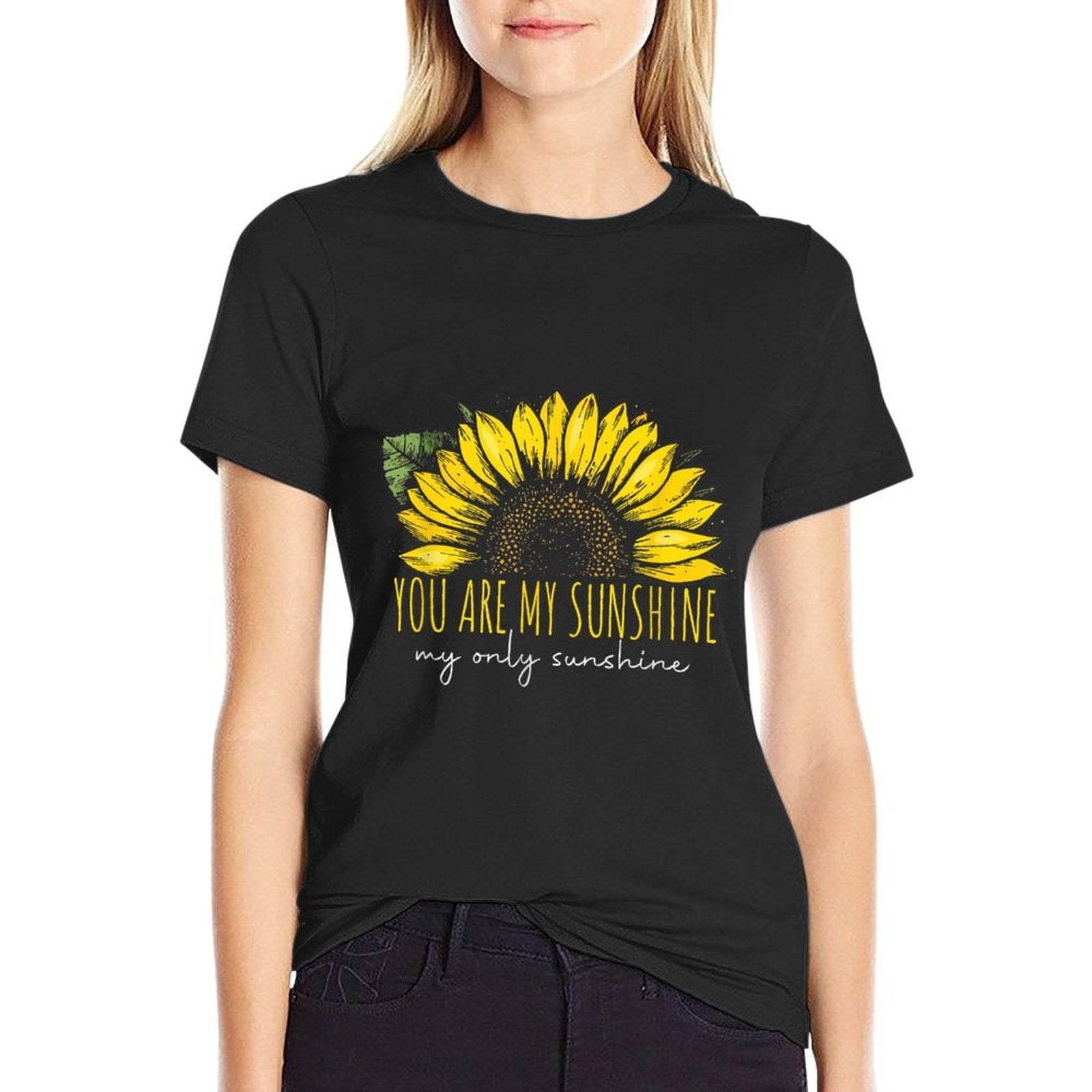 You Are My Sunshine Women Summer Vintage Retro Sunflower  High-quality Stitching T-Shirt