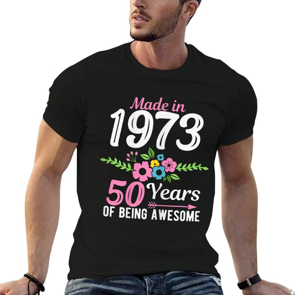 Made In 1973 Floral 50th Birthday  Stretchy T-Shirt