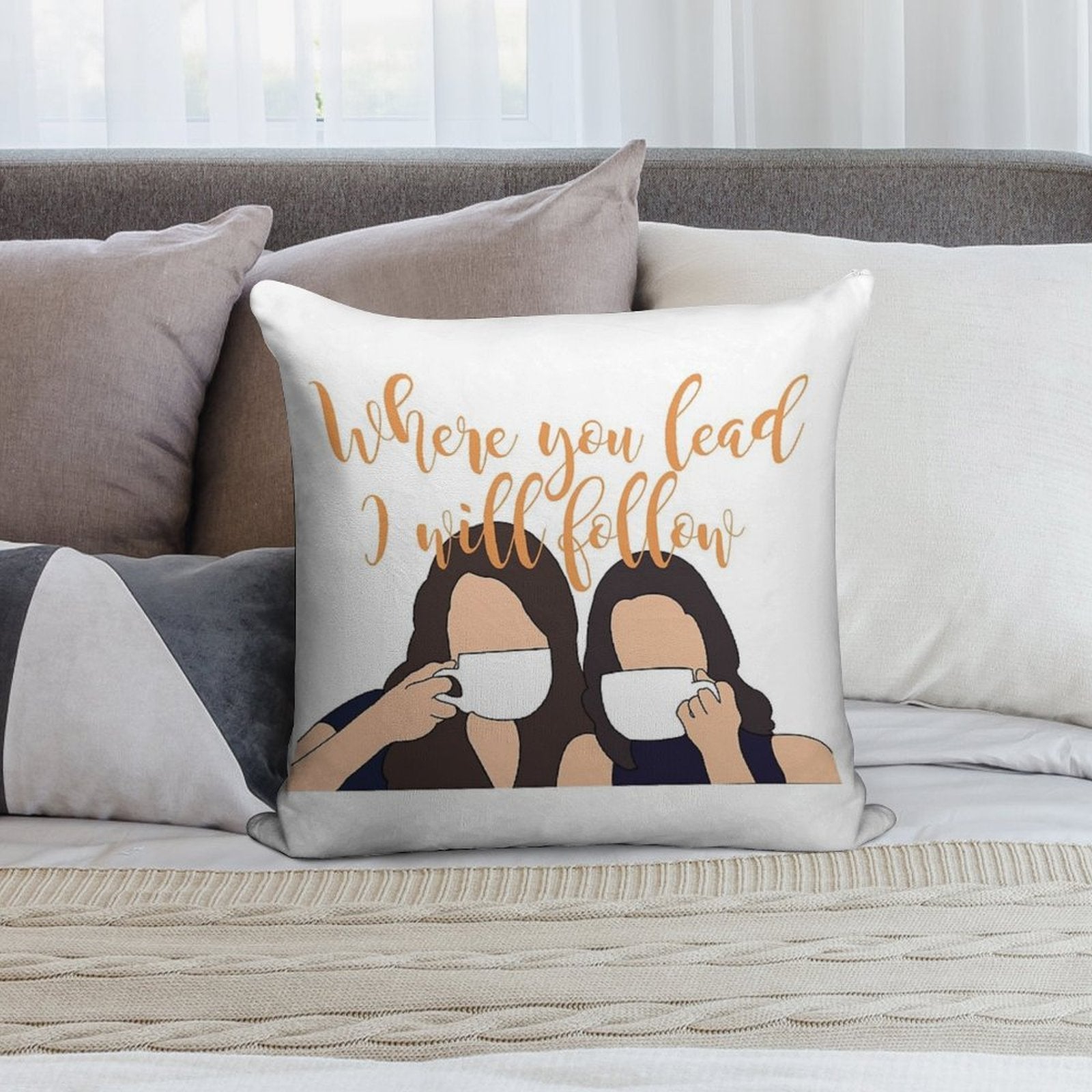 Where You Lead I Will Follow Soft Short Plush Fabric Throw Pillow