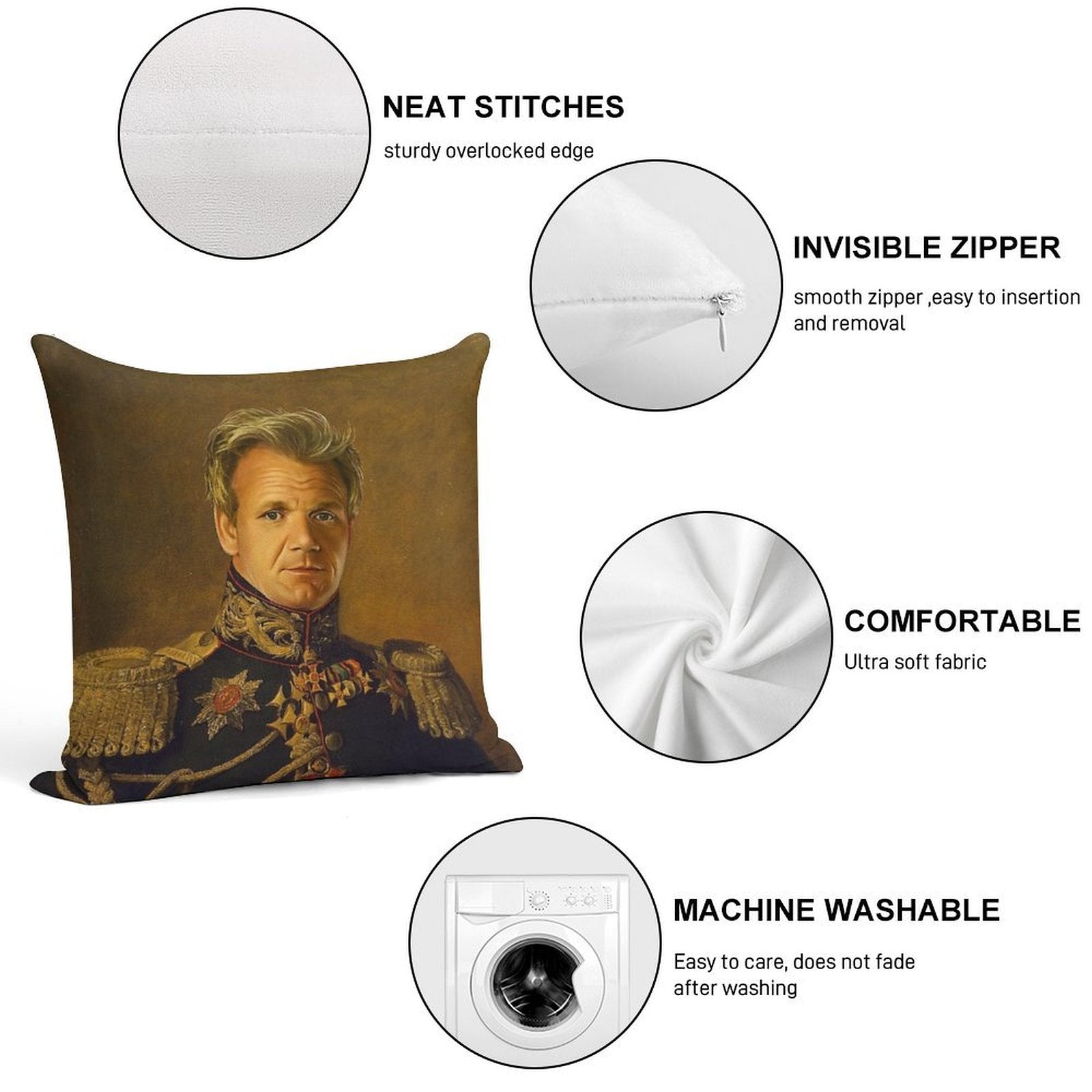 Gordon Ramsay - Replaceface Soft High-Density Material Throw Pillow