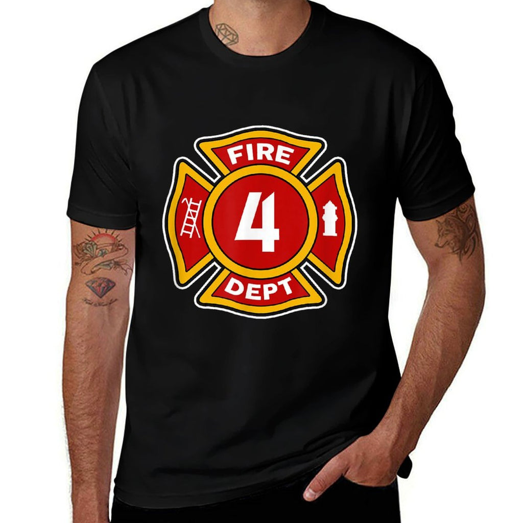 Fire 4 Dept  Firefighter Hero 4th Birthday Boys Gift  Soft T-Shirt